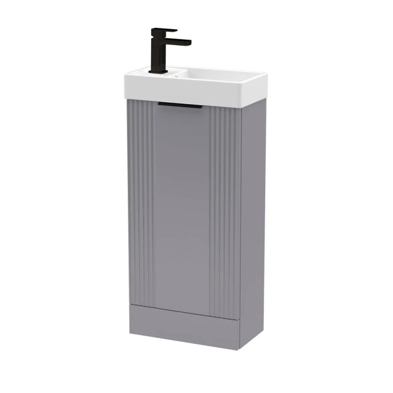 Image of Balterley Grey 400mm Floor Standing Vanity Unit with Black Handle Grey Unisex