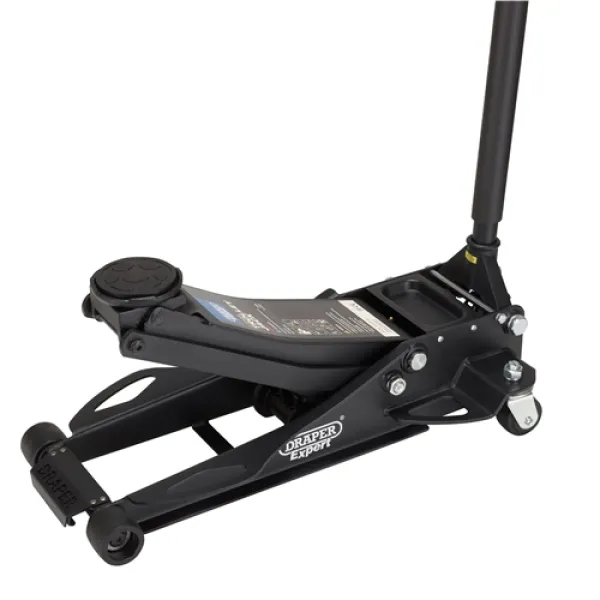 Image of Draper Expert Professional Low Profile Fast Lift Garage Trolley Jack, 3 Tonne, Black