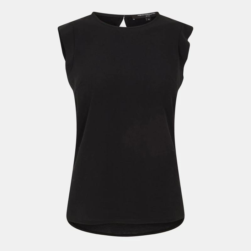 Image of French Connection Polly Plains Capped Sleeve T-Shirt - Black 6