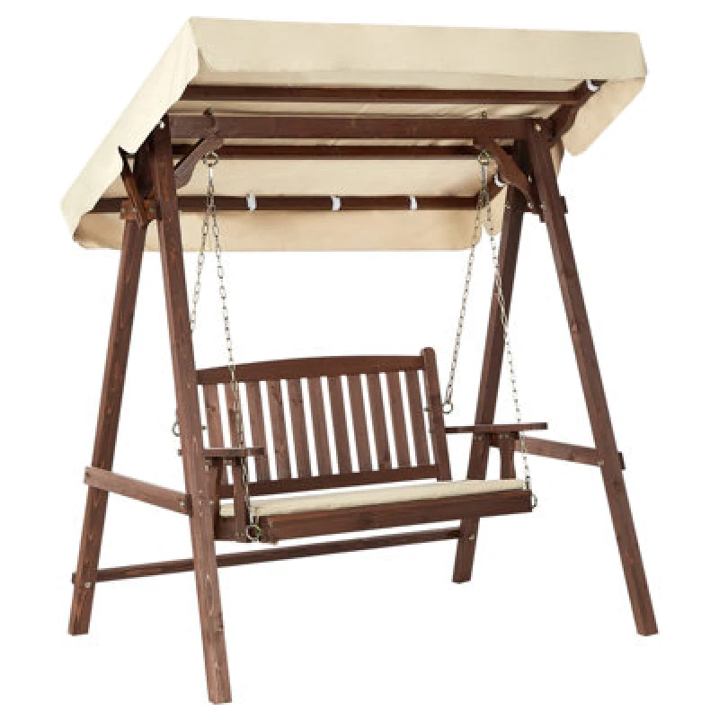 Image of Beliani Patio Swing Caviola Spruce Wood Dark Brown