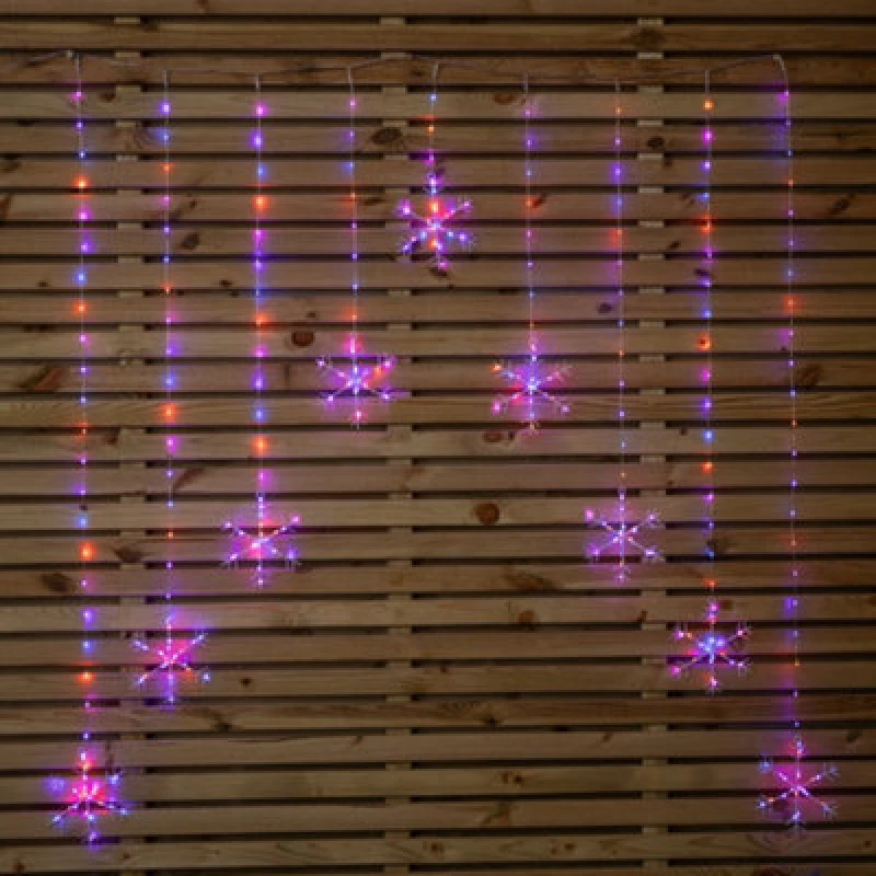 Image of Samuel Alexander 1.2m Christmas Static Snowflake LED Silver Pin Wire V Curtain Lights in Rainbow Multi unisex