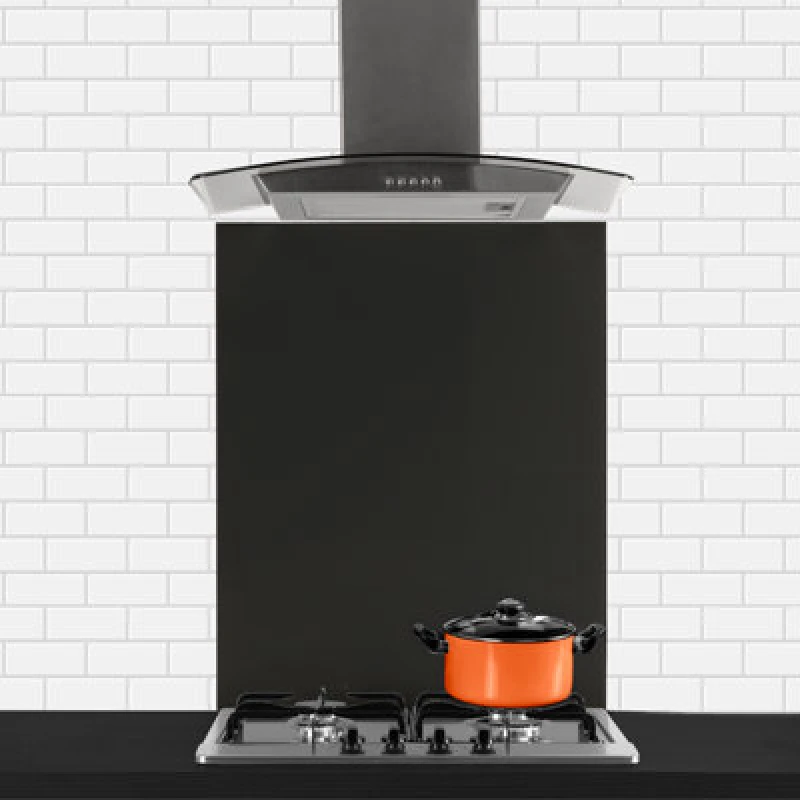 Image of SIA Black Toughened Kitchen Glass Splashback 60cm x 75cm - SP60BL Black unisex