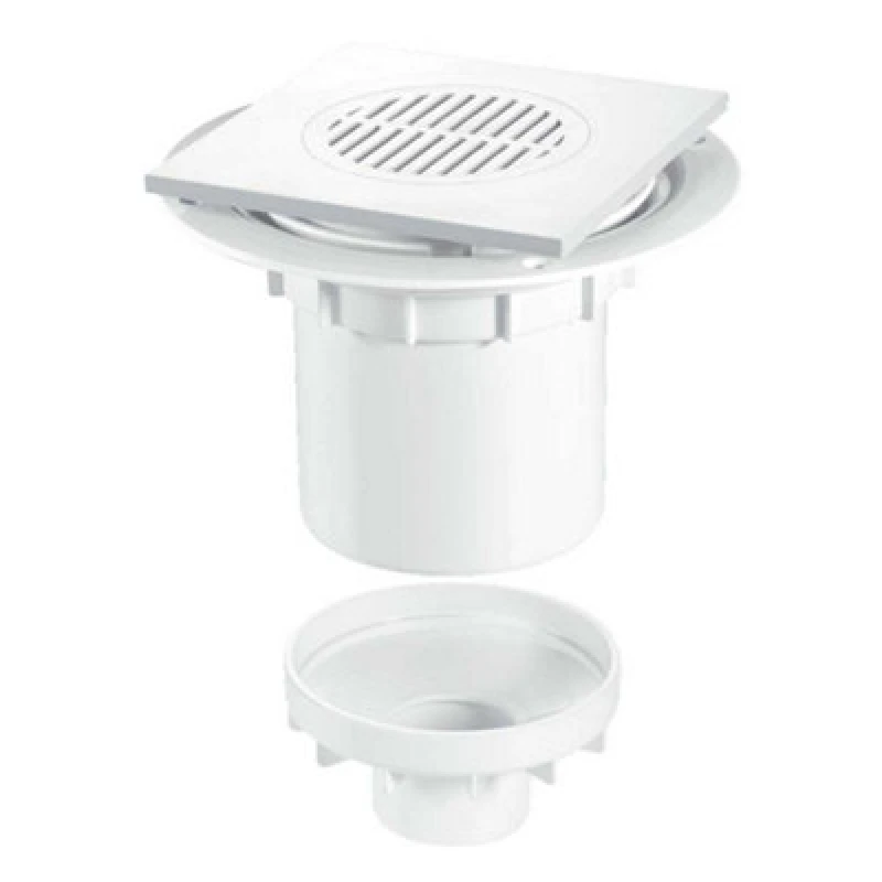 Image of McAlpine TSG2T6WH 75mm Water Seal Gully with Vertical Outlet for Tiled or Stone Floors White