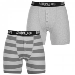 Image of SoulCal 2 Pack of Boxers - GreyMarl/Stripe