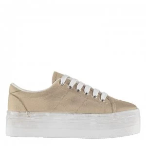 Image of Jeffrey Campbell Play Canvas Wash Trainers - Natural/White