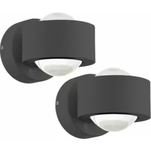 Image of Loops - 2 pack IP44 Outdoor Wall Light Anthracite Cast Aluminium 2W LED Lamp