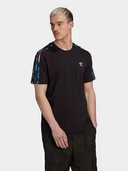 Image of adidas Originals Camo 3 Stripe T-Shirt - Black, Size S, Men