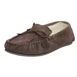 Image of Eastern Counties Leather Unisex Wool-blend Hard Sole Moccasins (3 UK) (Chocolate)