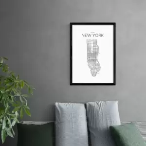 Image of East End Prints City Map New York Print Black/White