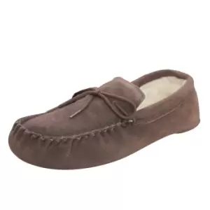 Image of Eastern Counties Leather Unisex Wool-blend Soft Sole Moccasins (12 UK) (Chocolate)