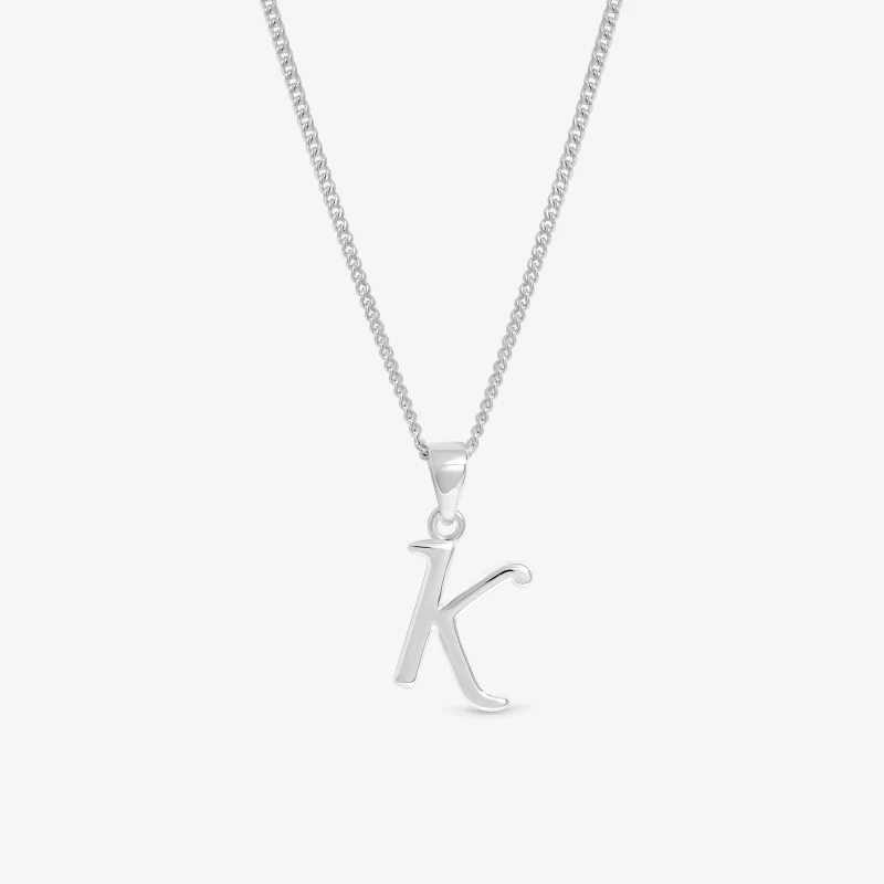 Image of Simply Silver Womens Sterling Silver 925 Initial Pendant - K Silver Female One Size