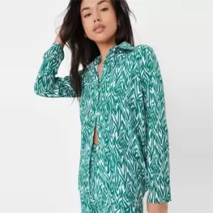 Image of Missguided Printed Crepe Oversized Shirt - Multi