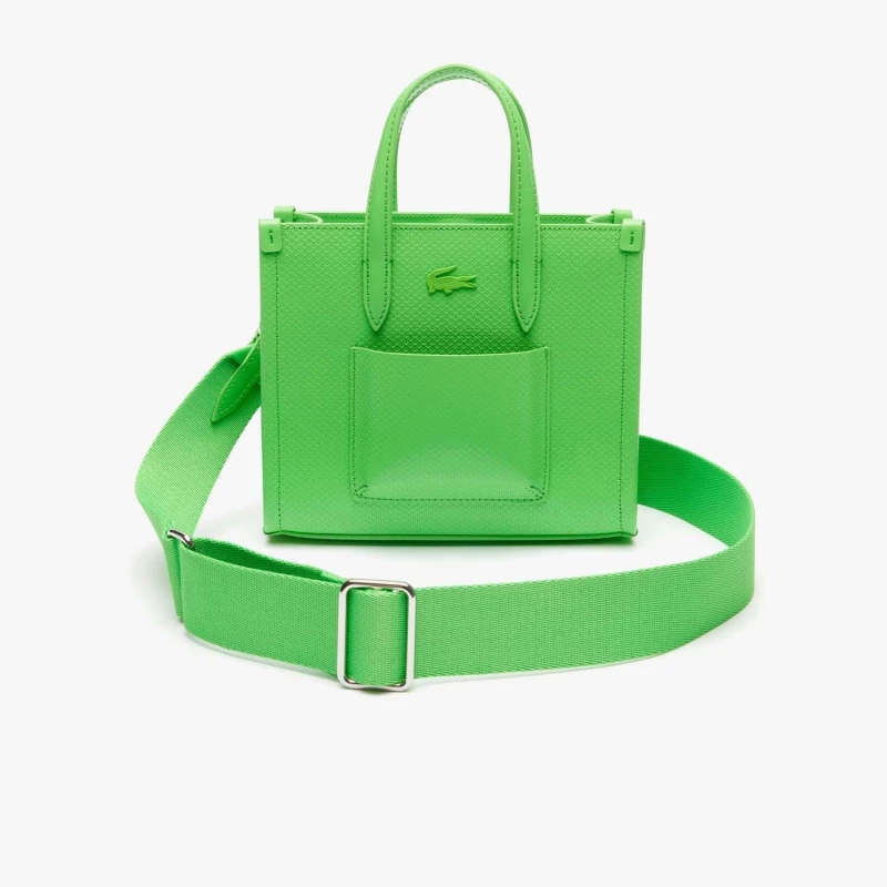 Image of Lacoste Mini Chantaco Leather Tote Bag Green female One Size