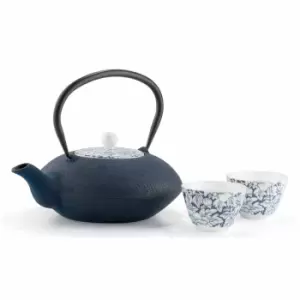 Image of Bredemeijer Teapot Yantai Design Cast Iron 1.2L With Porcelain Lid In Blue