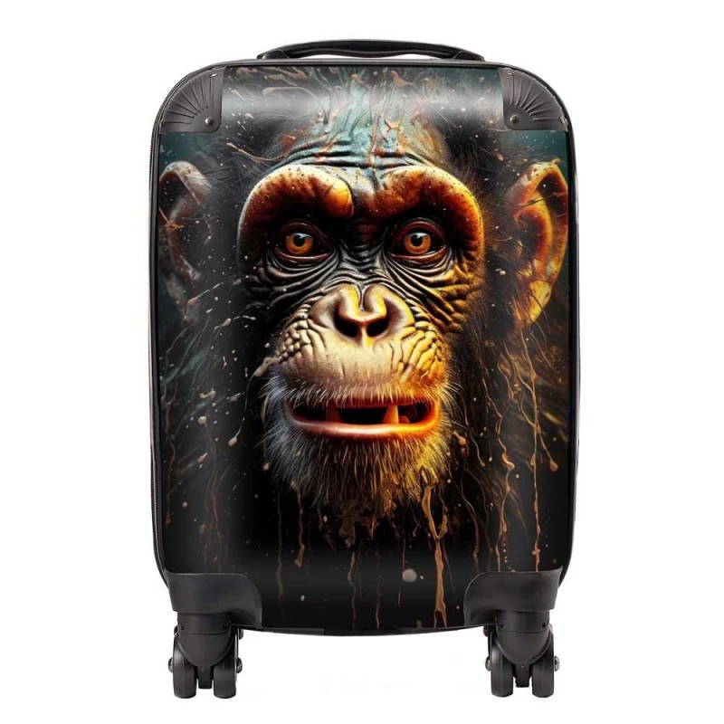 Image of Warren Reed - Designer Splashart Monkey Face Suitcase in Black Size: Large Black Unisex Large