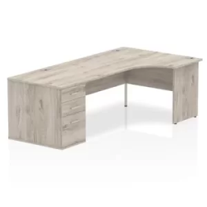 Image of Impulse 1800 Right Hand Panel End Workstation 800 Pedestal Bundle Grey Oak