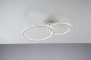 Image of Bryant Integrated LED 2 Circular Crystal Semi Flush Ceiling Light, 4000K