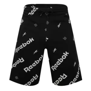 Image of Reebok All Over Print Jersey Shorts Mens - Black