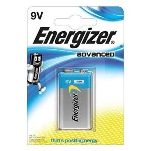 Image of Energizer Advanced 9V Alkaline Battery Pack of 1 Battery