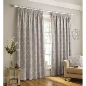 Image of Paoletti Olivia Pencil Pleat Curtains (46in x 72in) (Grey)