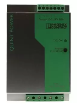 Image of Phoenix Contact QUINT-PS-3X400-500AC/24DC/10 Switch Mode DIN Rail Power Supply 400V ac Input, 24V dc Output, 10A 240W