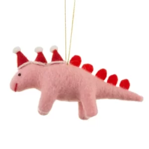 Image of Santa Hats Dinosaur Felt Hanging Decoration