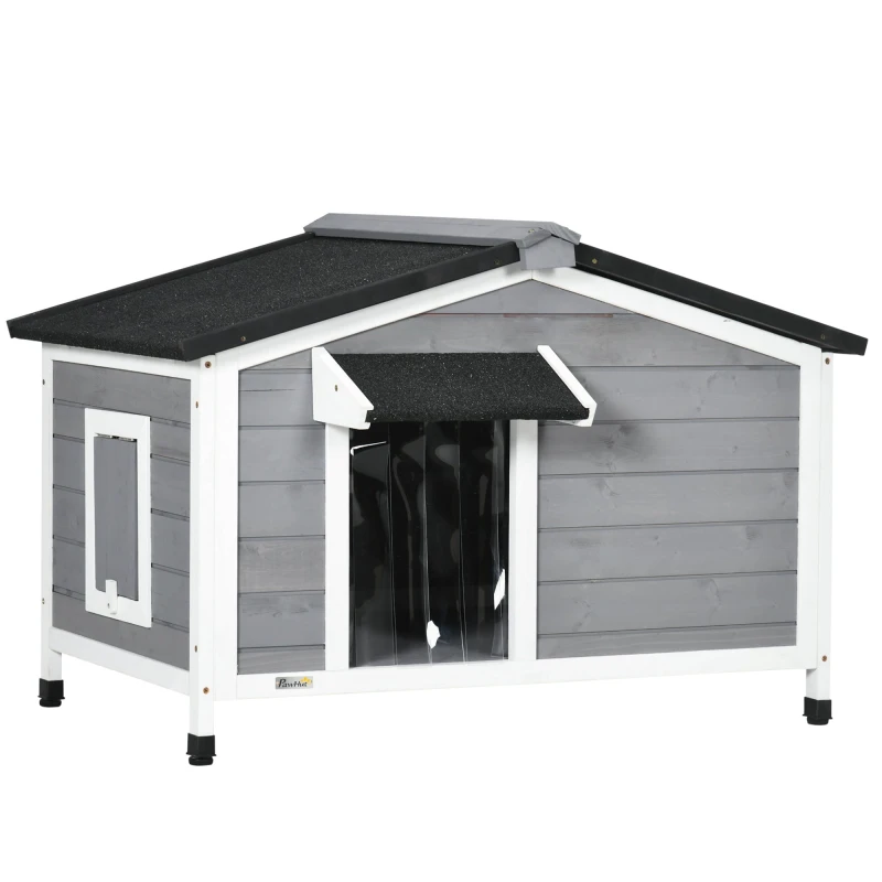 Image of PawHut Wooden Dog Kennel for Outside 97L x 72W x 65Hcm - Grey TJ Hughes 5061025083817