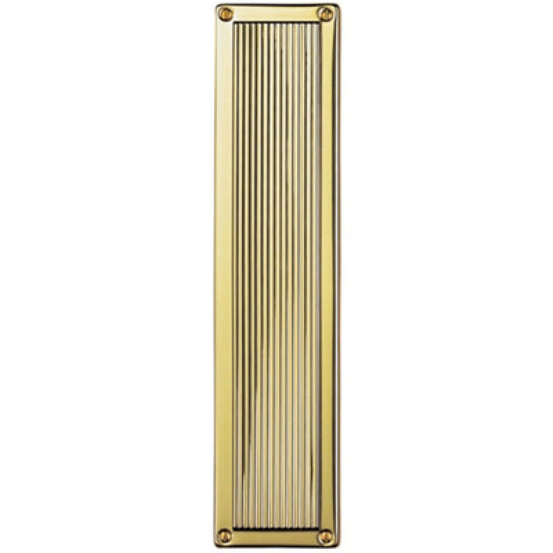 Image of Loops Rectangular Reeded Door Finger Plate 305 x 70mm Polished Brass Push Plate Metallics