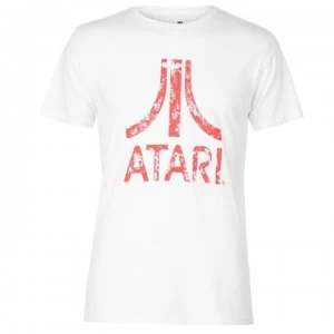 Image of Atari Distressed Logo T Shirt - White/Red