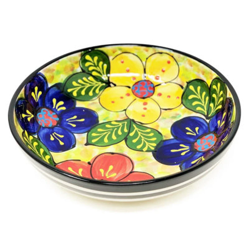 Image of Verano Spanish Ceramics Classic Spanish Hand Painted Kitchen Dining Food Bowl 26cm Floral Multi