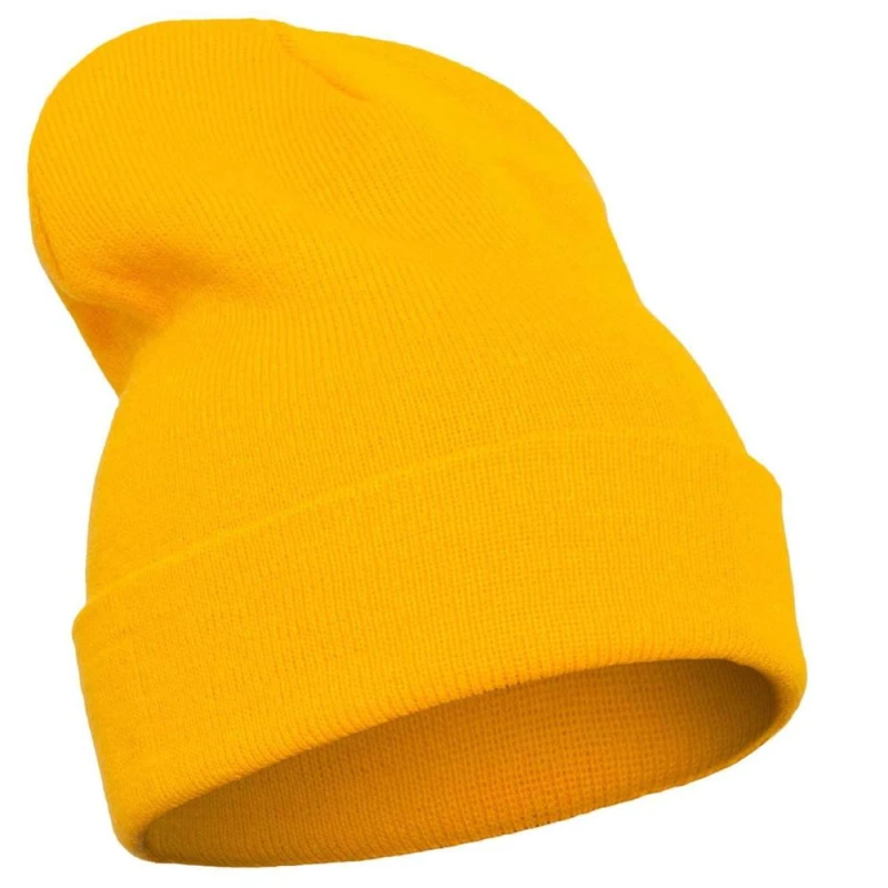 Image of Flexfit Mens Knitted Cuffed Beanie in Yellow Yellow Male One Size