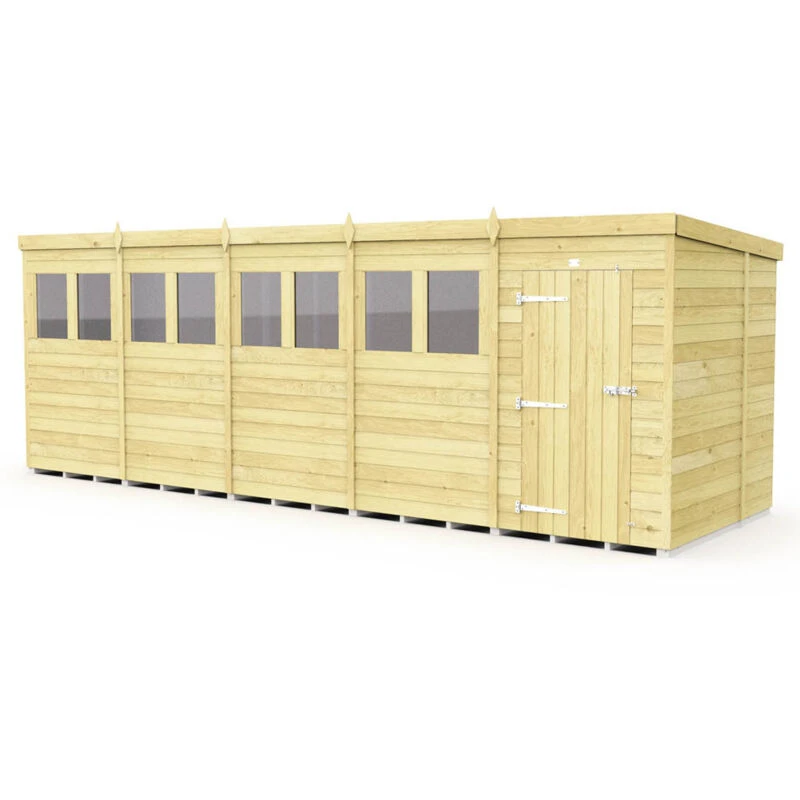 Image of Flat Pack Sheds DIY Sheds 20 x 6 Pent Shed, Brown 20X6PFF