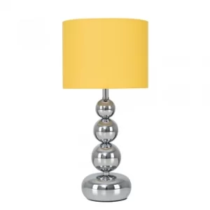 Image of Marissa Chrome Touch Table Lamp with Mustard Shade
