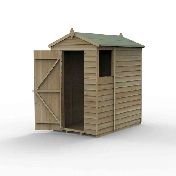 Image of Forest Garden 4LIFE Apex Shed 4x6 - Single Door - 1 Window