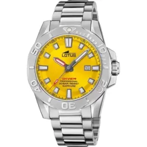 Image of Lotus Mens Lotus Stainless Steel Diver L18926/1 - Silver and Yellow