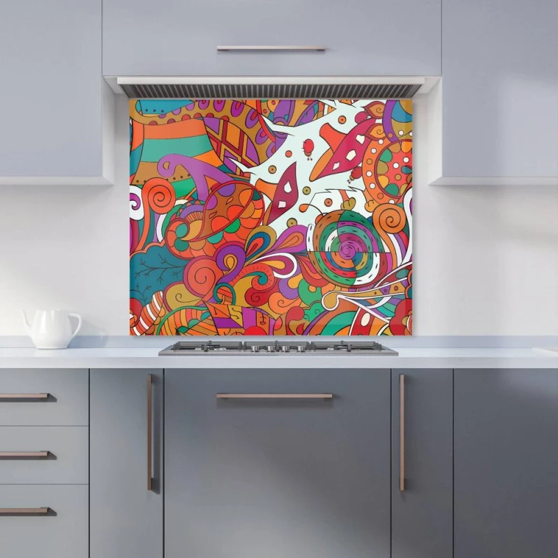 Image of Warren Reed - Designer Mehndi Design Kitchen Splashback in Red Size: 600mm x 750mm Red Unisex 600mm x 750mm