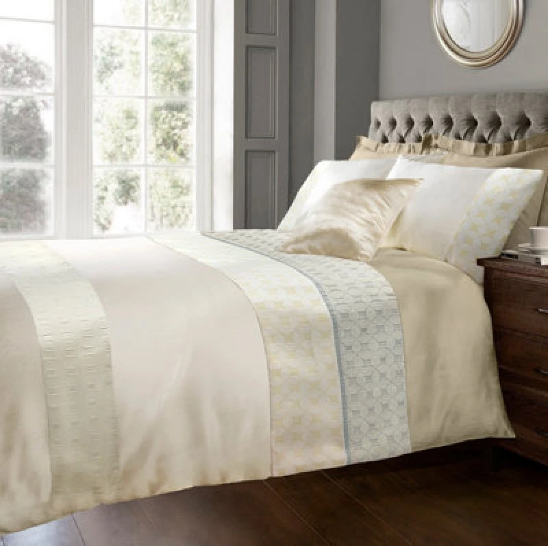 Image of Sweet Dreams Modern Design Soft Fabric Duvet Cover Set With Pillowcases Cream