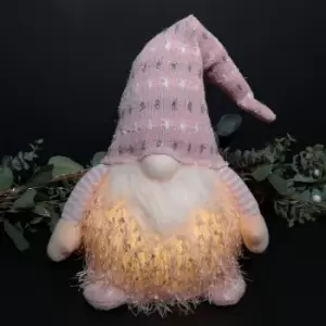 Image of 39cm Battery Operated LED Plush Pale Pink Sitting Gonk Christmas Decoration