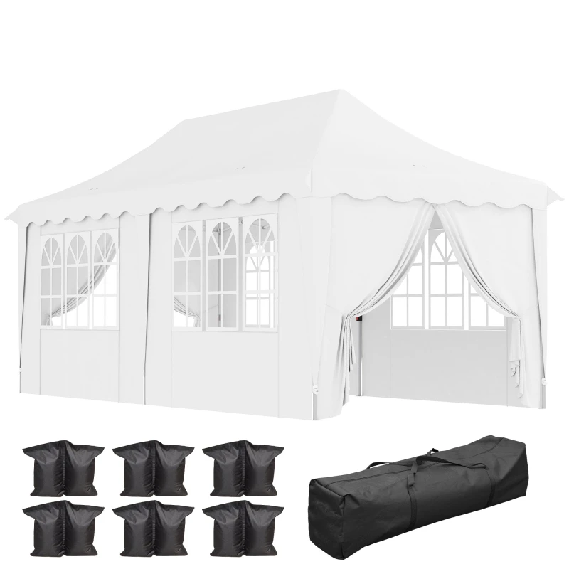 Image of Outsunny 3 x 6m Pop Up Gazebo with Sides and Carry Bag - UPF50+ - White TJ Hughes 5063603784369