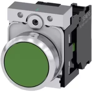 Image of Siemens 3SU1150-0AB40-1BA0 Pushbutton Front ring (steel), Glossy, Planar Green