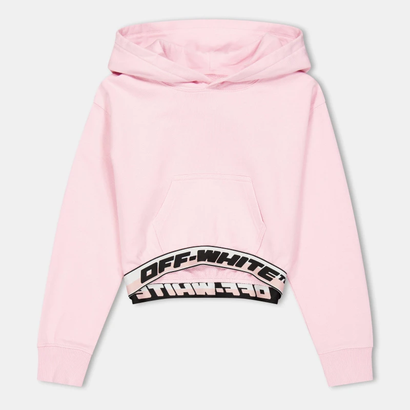 Image of Off White Kids Cropped Hoodie Pink/Black female 8Y