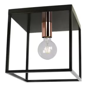 Image of Lucide Arthur Modern Flush Ceiling Light 1xE27 Black