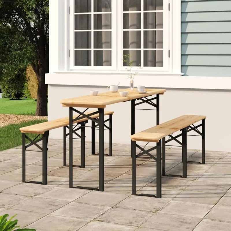 Image of VIDAXL 3 Piece Folding Beer Table Set Solid Wood Fir Vidaxl 8720845759971