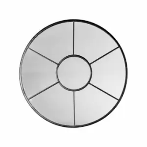 Image of Crossland Grove Wimbledon Round Wall Mirror Black - 600 x 600mm