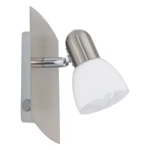 Image of Wall Spot Light Colour Satin Nickel Shade White Satin Glass Bulb E14 1x25W