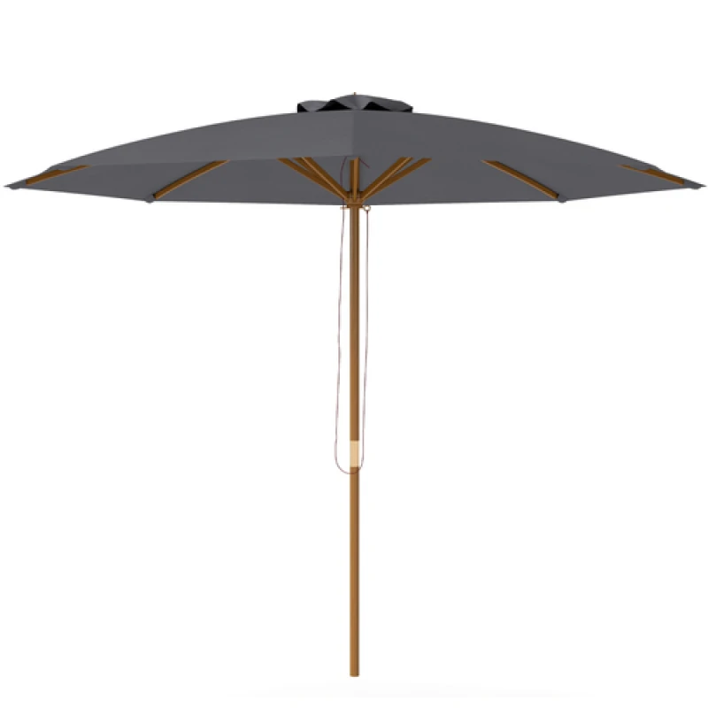 Image of Outsunny Wooden Garden Parasol with Rope Pulley Mechanism, Dark Grey 84D-429V00CG