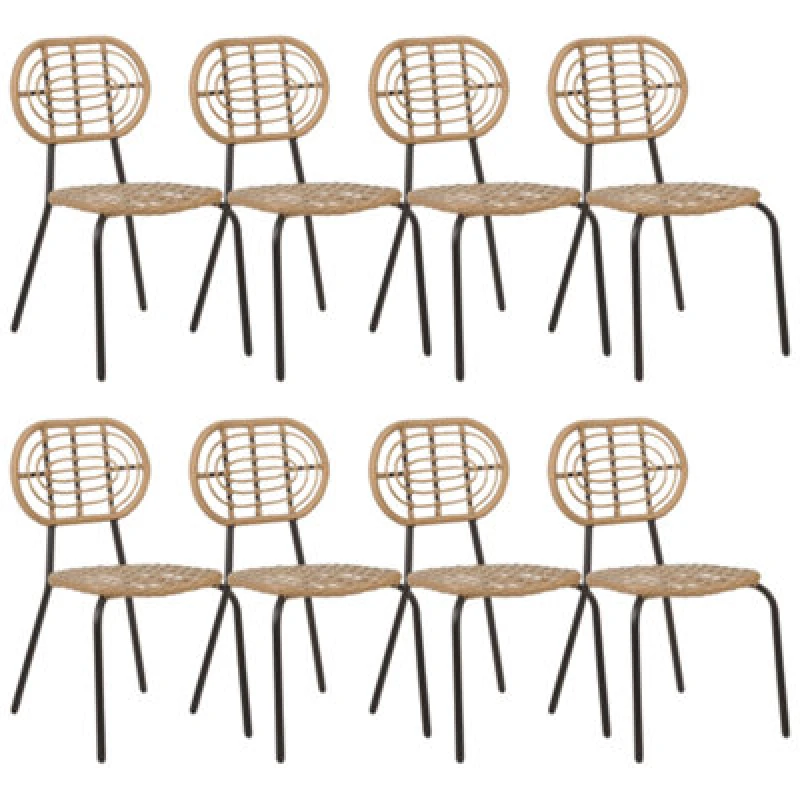 Image of Beliani Set Of 8 Chairs Pratello Pe Rattan Natural