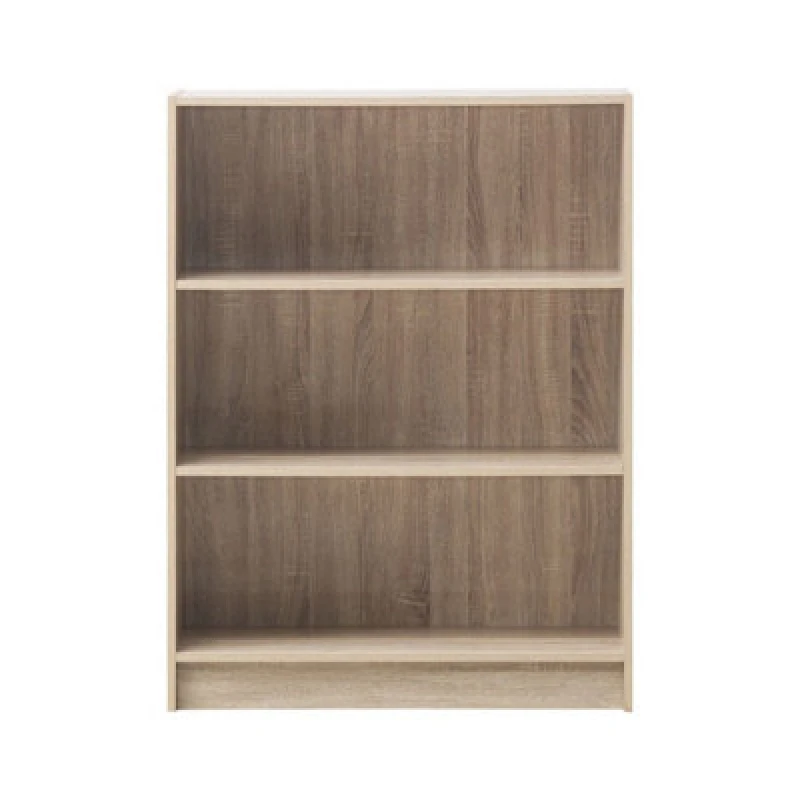 Image of Timber Art Design 3 Tier Bookcase Wide Display Shelving Storage Unit Wood Furniture Sonoma Oak