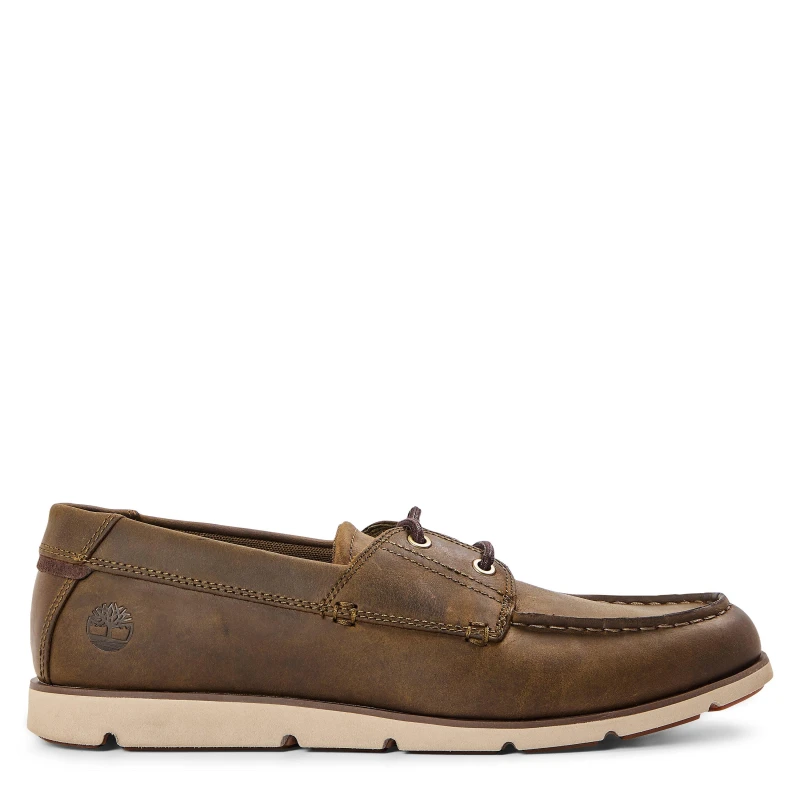 Image of Timberland Mens Grafton Bay Lace Up Dark Blue Boat Shoes Olive Grain male 6.5 (40)