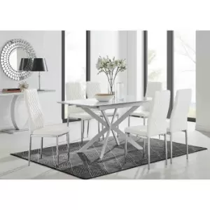 Image of Furniture Box LIRA 120 Extending Dining Table and 6 White Milan Chairs